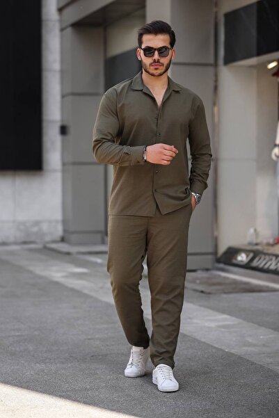 Minharir Men's Crystal Gold Linen Suit