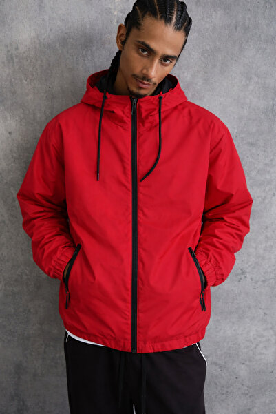 DAMGA JEANS Muški udobni Postavljeno ležerni crveni kišni mantil i vetrovka