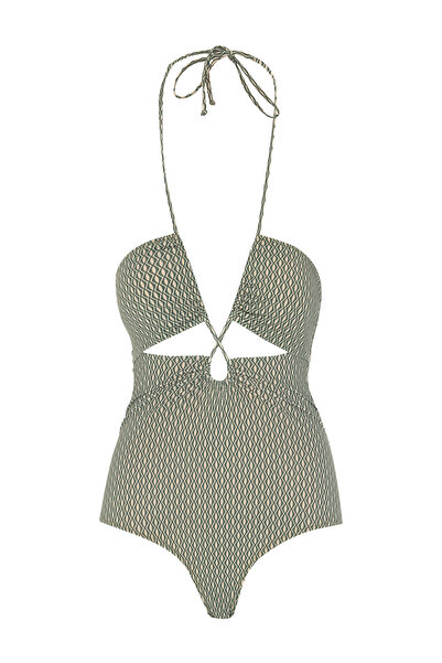 AQUELLA Halter Neck Patterned Swimsuit