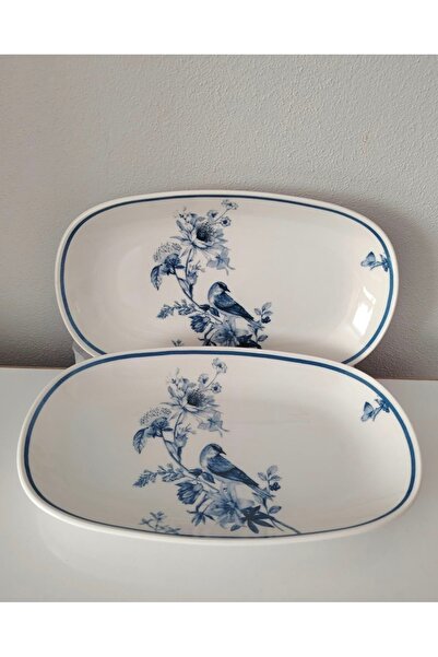 Güral Porcelain Bird 2 Pieces 29 cm (Large) Salad, Presentation, Boat Plate