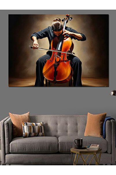 Artmeg Classical Music Playing Cellist Painting Decorative Canvas - Mdf Wood ...