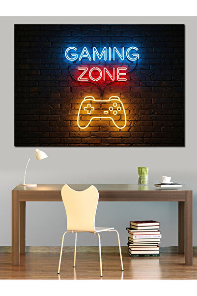 Artmeg Neon Işıklı Gaming Zone Tabelası Dekoratif Kanvas - Mdf Ahşap Tablo