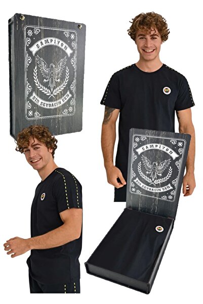 Fenerbahçe Men's Back Striped Tribun Basic Tshirt with Laser Box Gift