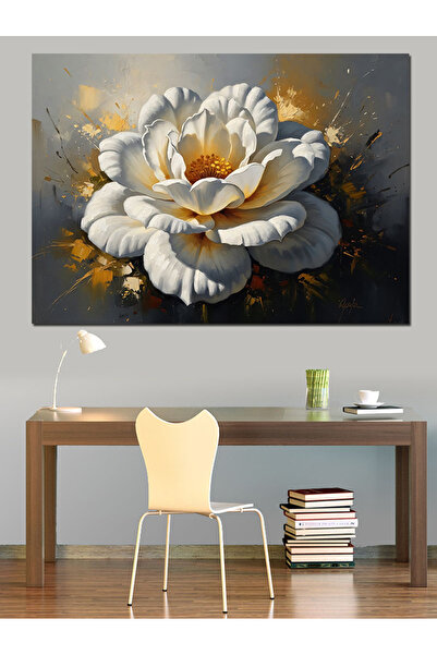 Artmeg Pânză decorativă cu floare de bujor albă - Tablou din lemn MDF