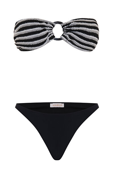 AQUELLA Set bikini fără bretele cu accesorii din tricotaj
