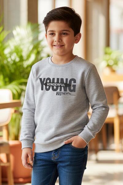 Breeze Φούτερ για αγόρια με στάμπα με τύπωμα 8-14 ετών, ανοιχτό γκρι μελανζέ