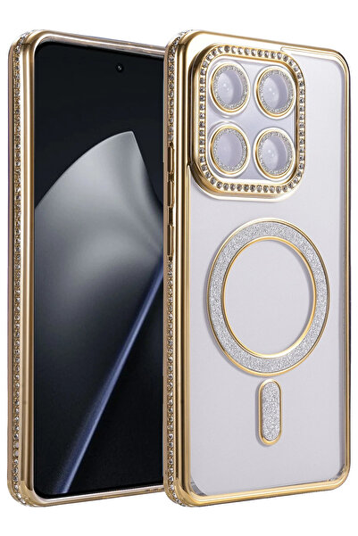 Fuchsia Joke Glittery Magneticsafe Case Compatible with Mi 15t Pro - Gold