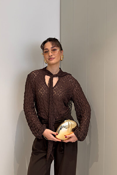 MAGARDE بلوزة بريميوم للموسم الجديد قماش قابل للتمدد - بني