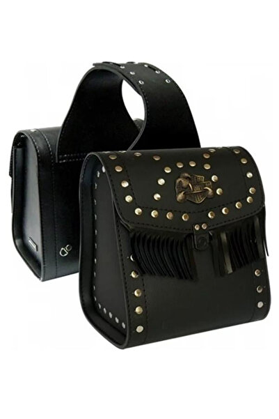 MOTOANL Motosiklet Deri Yan Çanta Choper Model Siyah Cruiser Motor Yan Heybe