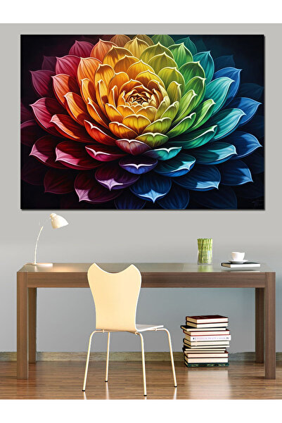 Artmeg Pânză decorativă cu spectru colorat de flori mari - Tablou din lemn MDF