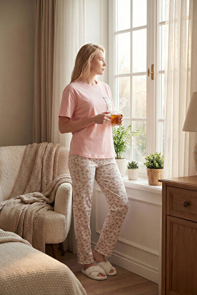 Lela Pamuk komada standardnog kroja okrugla kragna Sa detaljem džepa set pidž...