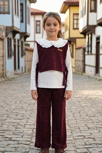 Pina Kids Djevojački džemper sa Čipka kragnom i Pamučni džersej delom Gornji ...