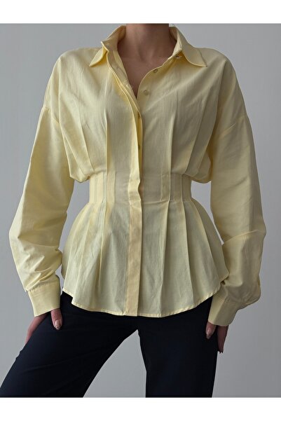Quzu Shirt with Shirring Detail Yellow