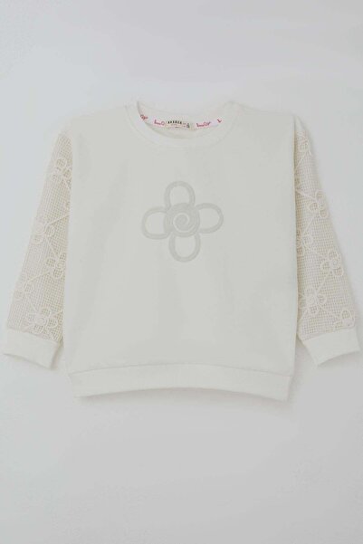 Breeze Devojčica majica sa rukavima ukrašenim cvetnim aplikacijama i izvezeni...