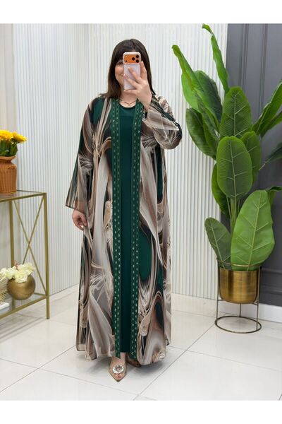 GK Plus Size Dress Sandy Chiffon Stone Printed