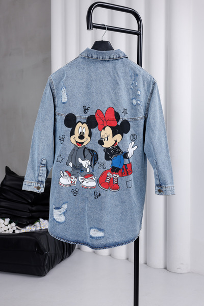 sorisso Back Printed Oversized denim jacket