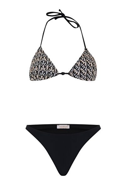 AQUELLA Σετ Τρίγωνο Μπικίνι Πλεκτό Με σχέδιο