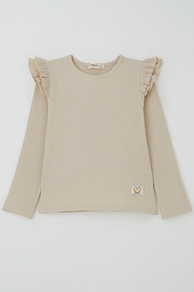 Breeze Devojčica majica dugih rukava sa vezom u obliku srca i naboranim ramen...