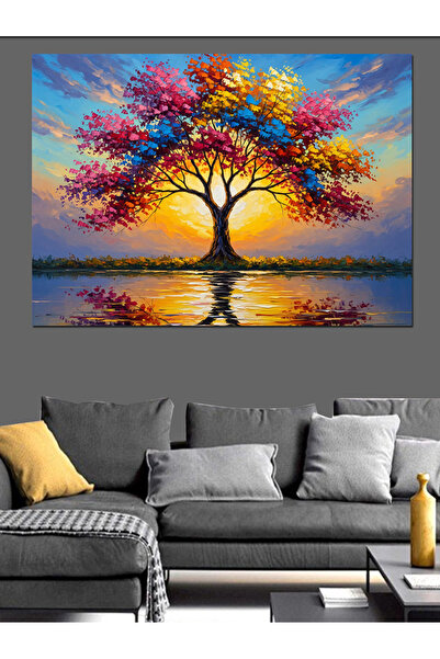 Artmeg Pictură abstractă Arborele Vieții colorat, pânză decorativă - Pictură ...