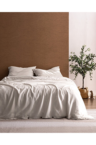 Madame Coco Songe Family Size %100 Cotton Bedroom Duvet Cover Set - Ecru