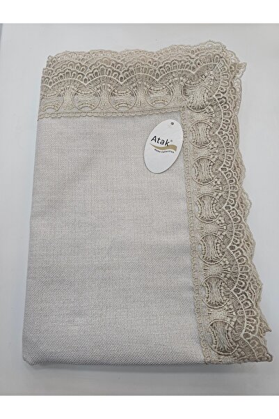 KÜBRAHOME'S لينين ك كتان سيملي ماس مفرش طاولة 0X220 سم بيج