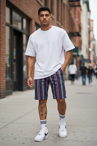 dehaine Pantaloni sucrti casual pentru barbati, in dungi, slim fit, 13141 Ble...