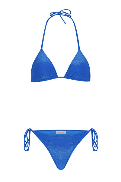 AQUELLA Lurex Cobalt blue triangle bikini set