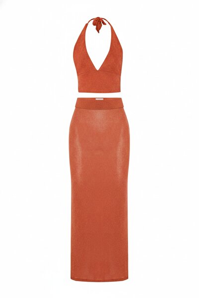 AQUELLA Glittery Kiremit Cropped - Skirt Set