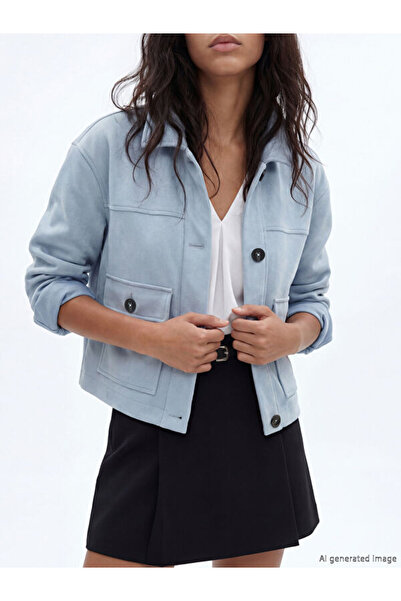 LC Waikiki I Shirt Roba Yaka بمظهر جلد السويدي سترة نسائية من Freezen Store