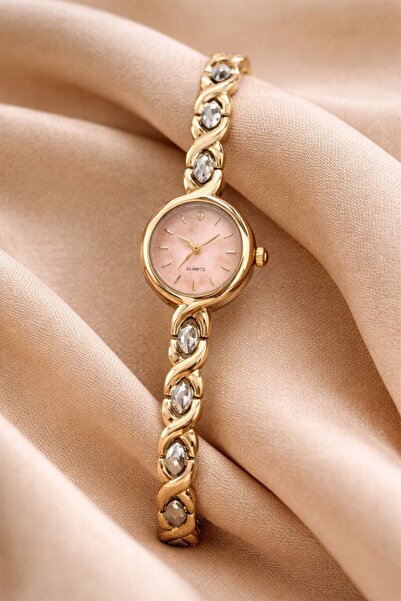 İnogge ساعة نسائية فاخرة من الفولاذ بتصميم بيضاوي ومينا وردي بلونين، ساعة يد ...