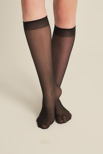 Özge 500 Black 6-Pack Knee-High Socks 40 Denier Medium-Thick Socks/For Those Who Always Want Elegance/Tulle Socks