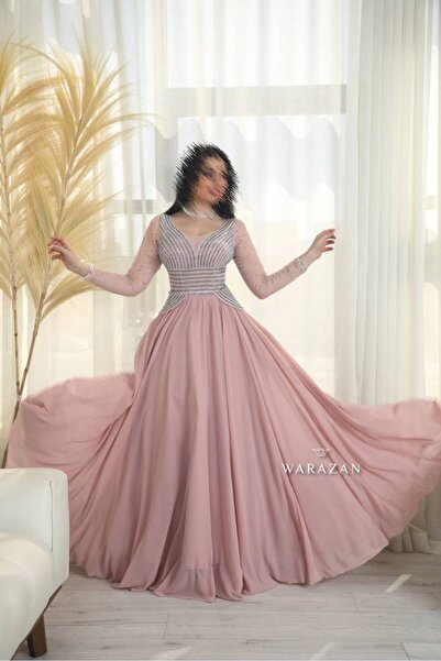 Warazan فستان سهرة دبل كلوش ب فصوص