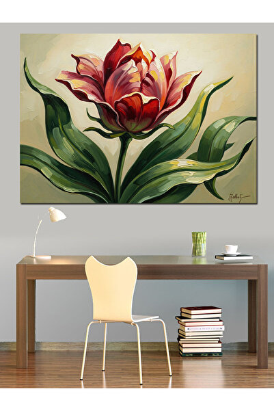 Artmeg Pânză decorativă cu lalele roșii, elegantă, de sine stătătoare - Tablo...