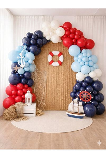 party mix Denizci Konsept Doğum Günü Balon Zinciri 65’li – 1 Yaş Erkek Çocuk ...