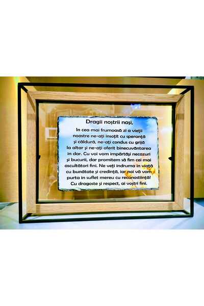 OEM Father's Day gift photo frame, modern made of 4 materials (wood, stone, g...