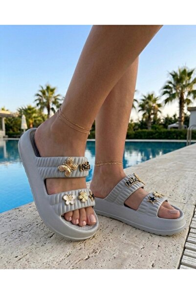 Ayhan Kundura شبشب شاطئ نسائي مريح مرصّع بالأحجار ديلي شبشب