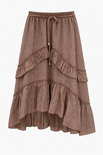 Mixray 4848 Ženska Sa volanima midi suknja smeđa