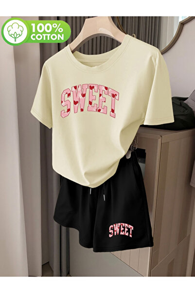 Flow touch Sweet Printed Oversized Shorts Set