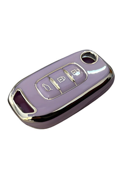 AutoHan Keys غطاء مفتاح سيارة رينو ميجان 4، كليو 5، كابتور، تاليانت، إكسبرس، متوافق مع لون أرجواني-فضي