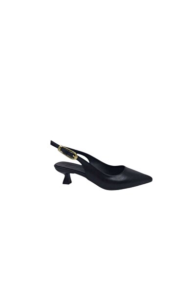 Zerhan Ceylan 60 Women's Black Closed Toe Open Back Low Heel Heeled Shoes