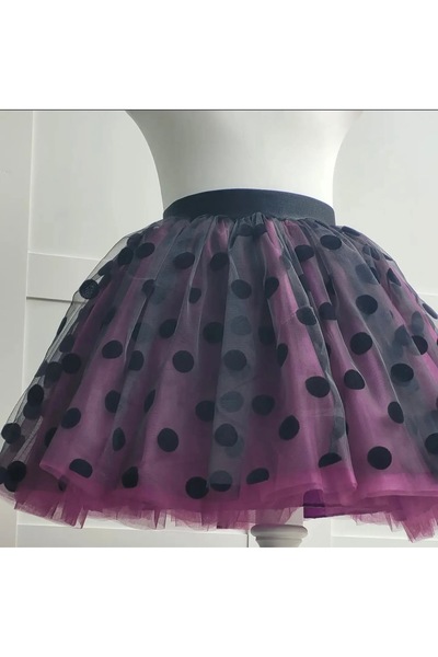 Handmade Kız Çocuk Puantiyeli Mor Tütü Etek