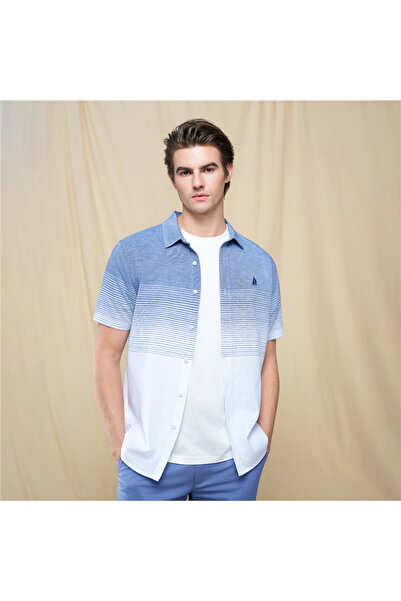 Giordano قميص رجالي ضيق من كتان والليوسيل المميز