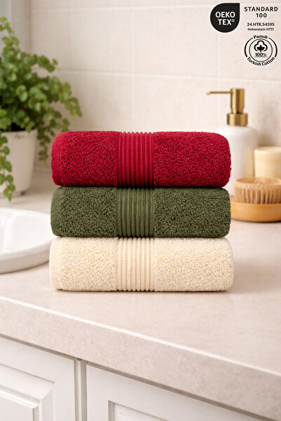 Ellaline Set od 3 ručnika za ruke i lice 100% pamuk sertifikovanih za kupatil...