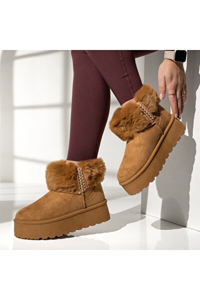 Modlet.ro Women's thick-sole brown boots MOD12836