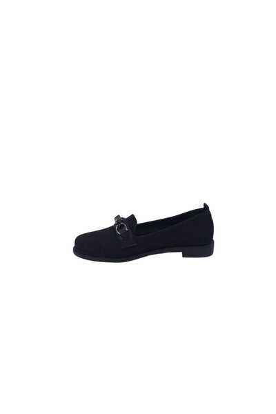 Zerhan Ceylan 957 Women's Black Buckled Knitwear Loafers Shoes