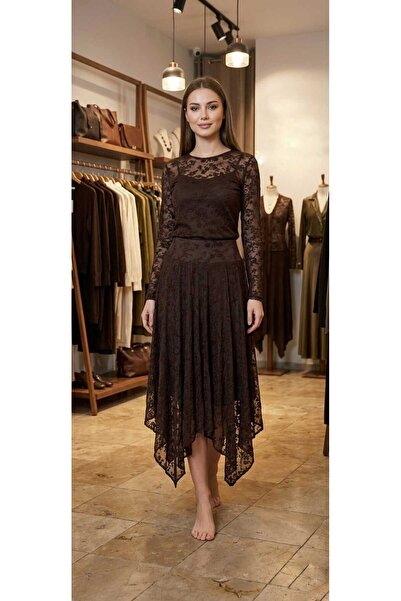 Olea FLOK BASKILI ASİMETRİK ETEK