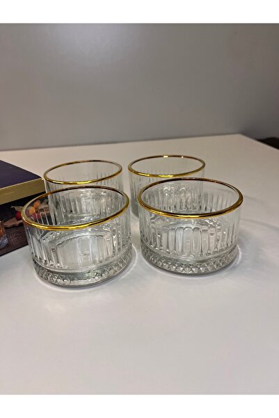 Paşabahçe Altın Yaldız Detaylı 4’lü Cam Çerezlik