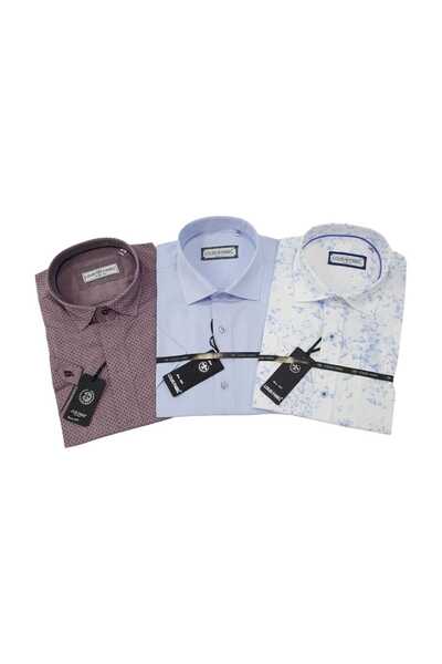 Louis Fabel 3-Piece Slim Fit Men's Short Sleeve Shirt Set – Size m