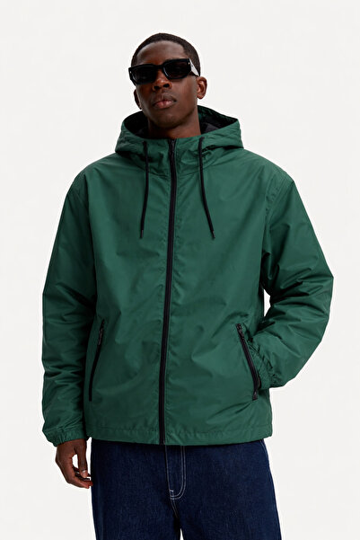 DAMGA JEANS Muški trendovski zeleni kišni mantil i vetrovka sa patentnim zatv...