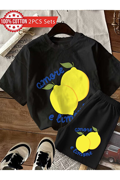 Flow touch Li̇meon B Printed O Oversized Shorts Set